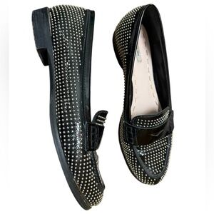 Miu Miu size 38.5 (8) GUC / EUC Black and Silver Studded Loafers